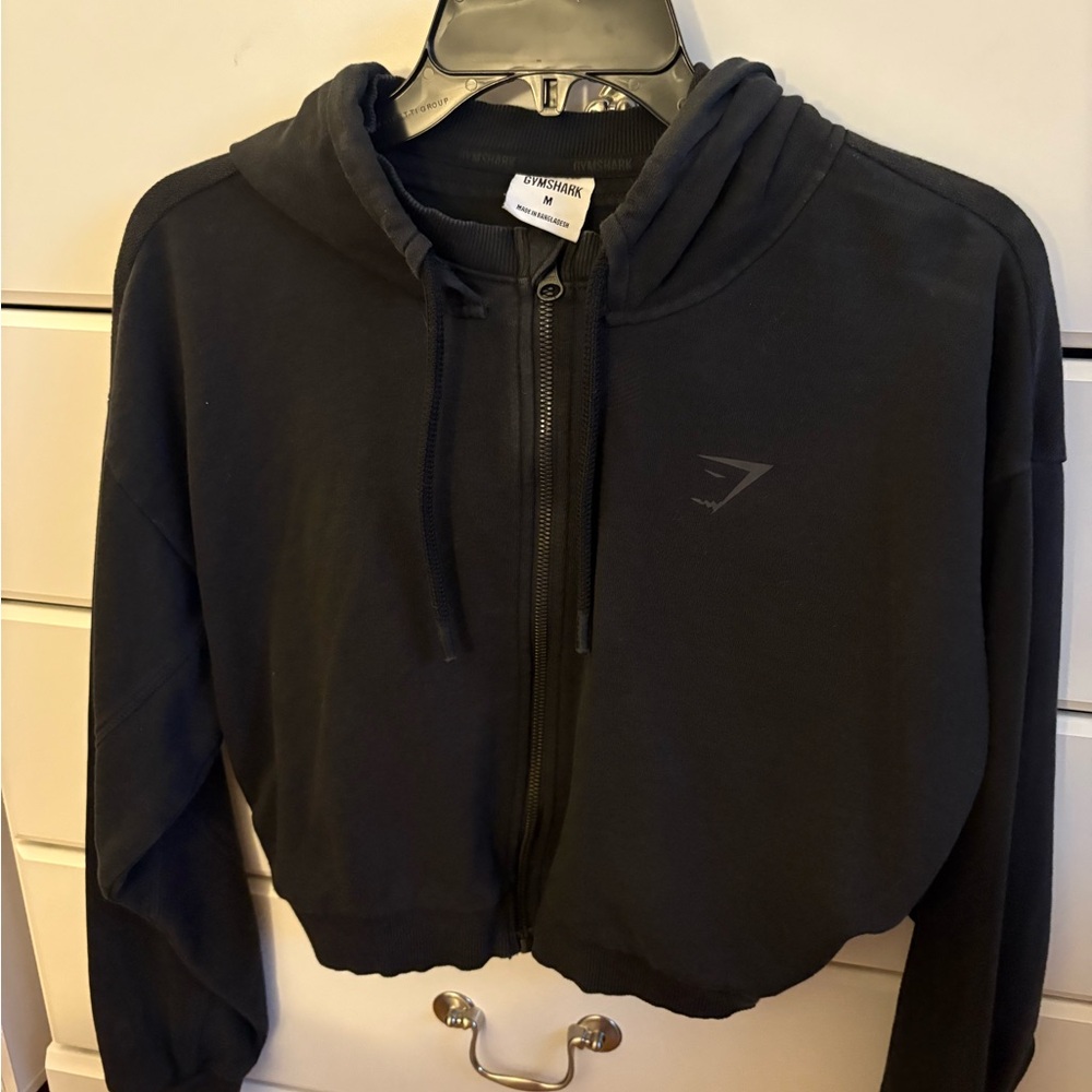 Gymshark Cropped Black Zip-Up Hoodie